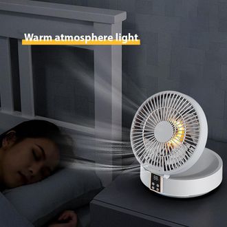 OEM Ventilador De Pared Oscilante Recargable Con Velocidad Variable, Iluminaci&oacute;n Ambiental Y Control Remoto Para El Hogar, La Oficina Y Los Viajes