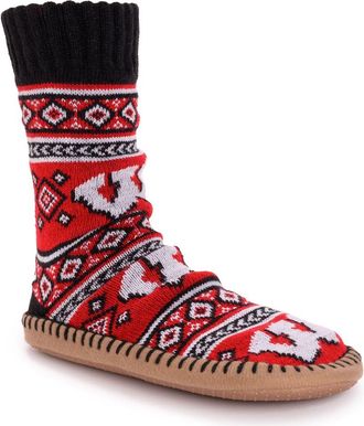 Muk Luks Gameday Slipper Socks in Wisconsin at Nordstrom, Size Medium