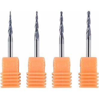 OEM Juego De 4 Fresas C&oacute;nicas De Carburo Cnc Con Punta R0.25 1.0 - Para Grabado - Crezuo