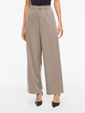 Vila Anzughose VILA VISIFFE HW WIDE PANTS - NOOS, Damen, Gr. 34, L&auml;nge 32, falcon detail:melange, Web, Obermaterial: 72% Polyester, 24% Viskose, 4% Elastha