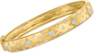 Ross-Simons Diamond Cluster Bangle Bracelet in 18kt Gold Over Sterling