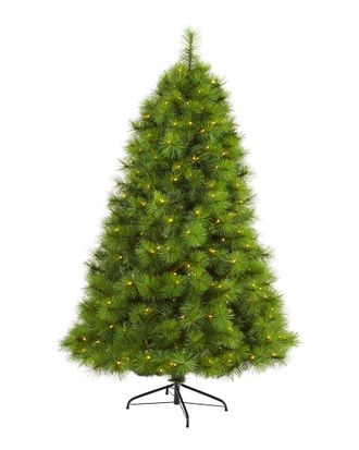 Nearly Natural Green Scotch Pine Artificial Christmas Tree With Clear Led Lights