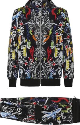 Philipp Plein Jogging trainingspak: Hoodie/Broek Kristallen - Heren - Jumpsuits - Veelkleurig - M - Katoen - Jumpsuits & Playsuits