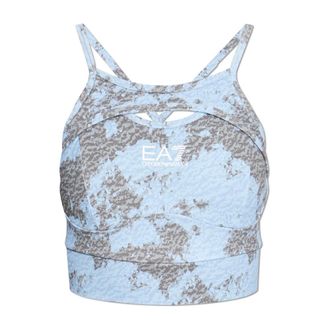 Emporio Armani Sleeveless Training Tops, female, Blue, Size: XS Short Training Top With Straps