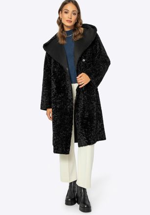 Wittchen Dames Dubbelrijsjas met Capuchon, Zwart Polyester