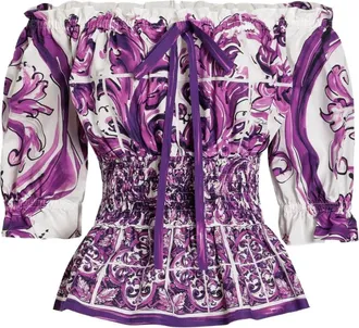 Dolce & Gabbana Top Con Stampa Maiolica-Donna