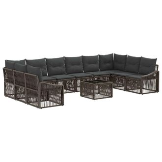 vidaXL Conjunto De Sof&aacute;s De Jard&iacute;n 11 Pcs Gris Rat&aacute;n Sint&eacute;tico Vidaxl