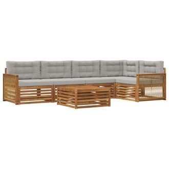 vidaXL Conjunto De Sof&aacute;s De Exterior 6 Pcs Natural Y Gris Claro Vidaxl