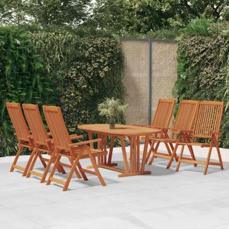 vidaXL Juego De Comedor Para Jard&iacute;n 7 Pzas Madera Maciza De Eucalipto Vidaxl