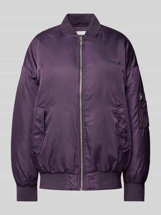 Review Bomberjacke mit Label-Print in Purple, Gr&ouml;&szlig;e XS