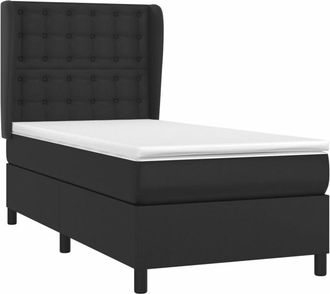 vidaXL Vidaxl - Cama Box Spring Con Colch&oacute;n Cuero Sint&eacute;tico Negro 90x190 Cm