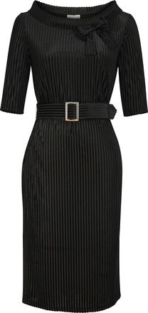 Chic Star Womens Stripes Velvet Bow Dress, Black, XS