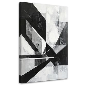 Feeby Cuadro En Lienzo, Abstracci&oacute;n Geom&eacute;trica En Blanco Y Negro, 80x120