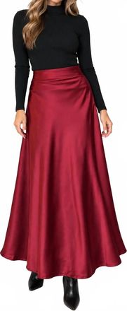 Papillon Satin Maxi Skirt In Burgandy