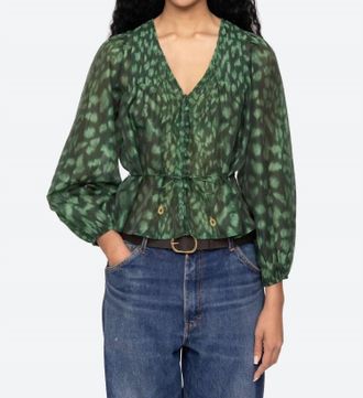 Sea New York Claude Leopard Print Top In Green