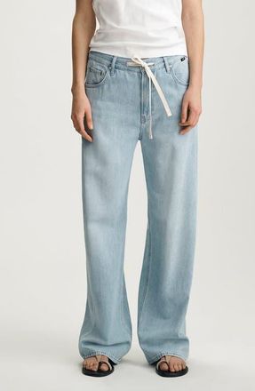 Mavi Nella Wide Leg Drawstring Jeans in Bleached Well Blue at Nordstrom, Size 30 30