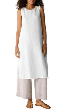 Eileen Fisher Longline Organic Linen Tunic in White at Nordstrom, Size Xx-Small