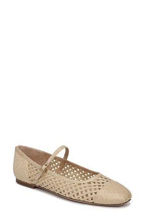 Veronica Beard Ellie Raffia Mary Jane Flat in Natural at Nordstrom, Size 5.5