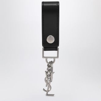 Saint Laurent Cassandre black leather keychain