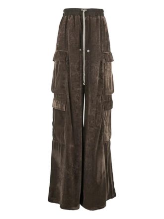 Rick Owens Fluwelen broek met cargo zak - Bruin