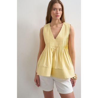 Topshop Cotton Pintuck Peplum Top in Lgreen at Nordstrom, Size 10 Us