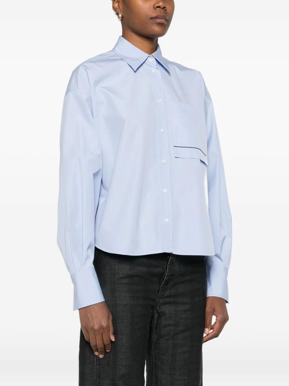 Brunello Cucinelli Camicia in organza di seta con piume da