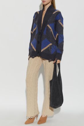 Akep Wool Trousers With A Decorative Weave, Womens, Cream