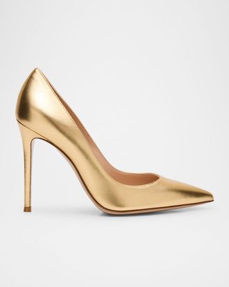 Gianvito Rossi Gianvito 105 Metallic Nappa Leather Pointed-Toe Pumps