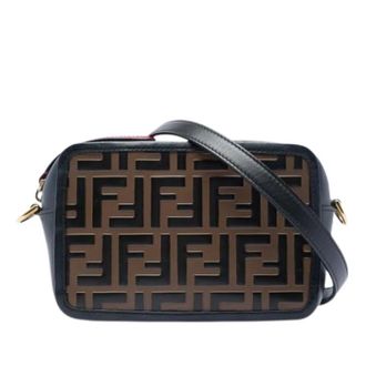 Fendi Pre-owned Embossed Leather Crossbody Bag - Dames - Pre-owned - Bruin - Maat: ONE Size Leer