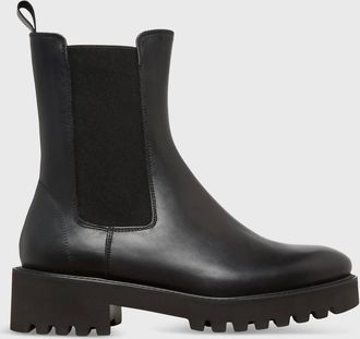 Ann Mashburn Womens Tall Lug Sole Chelsea Boot In Black Leather