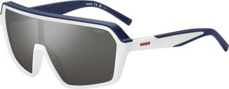 HUGO BOSS Hugo Heren Shield Zonnebril (Wit/blauw)