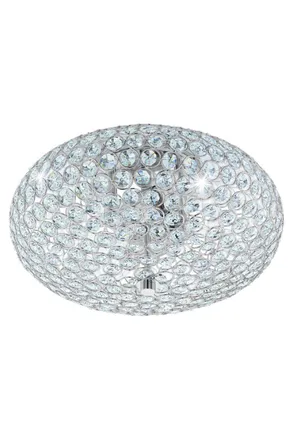 Eglo Eglo Clemente Metal & Crystal Flush Ceiling Fitting in Metallic Silver