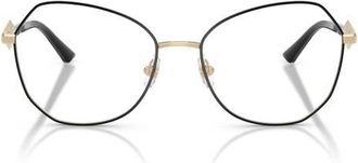Jimmy Choo London 55mm Round Optical Glasses in Pale Gold/Black /Demo Lens at Nordstrom