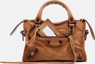 Balenciaga Le City Mini suede top-handle bag