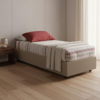 Dmora Cama Individual Dferrara, Cama Contenedor Con Tapizado En Ecopiel, 100% Made In Italy, Apertura Frontal, Adecuado Para Colch&oacute;n 80x200 Cm, T&oacute;rtola - Dm