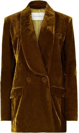 Nina Ricci Jassen, Dames, Geel, S, Velvet Double-Breasted Blazer