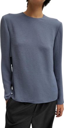 Tibi Pebble Sable Paneled Long Sleeved Top In Chrome Grey