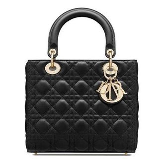 Dior (WMNS) DIOR Lady Dior Bag Medium Cannage Lambskin Black M0565ONGE-M900