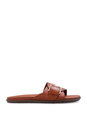UGG Solivan Leather Slides Womens Brown