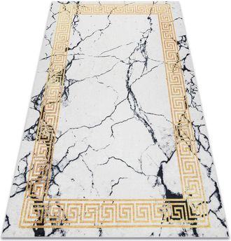 RugsX Rugsx - Alfombra Lavable Andre 1126 M&aacute;rmol, Griego Antideslizante - Blanco / Oro Yellow 120x170 Cm