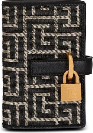 Balmain Pulse Holder monogram jacquard card holder in Black at Nordstrom