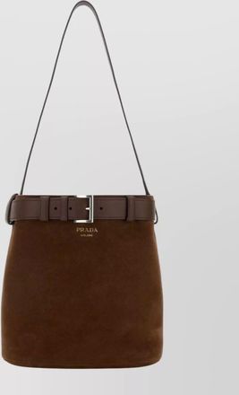 Prada suede buckle cross-body bag