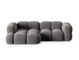 Cosmopolitan Design Sof&aacute; esquinero izquierdo 3 plazas de terciopelo gris