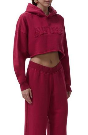 AFRM Darius Crop Cotton Hoodie in Rio Red at Nordstrom Rack, Size X-Large