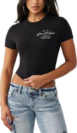 True Religion Crystal Buddha Baby T-Shirt in Jet Black at Nordstrom, Size Xx-Large