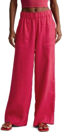Beyond Yoga Softwash Wide Leg Linen Pants in Berry Red at Nordstrom, Size Large
