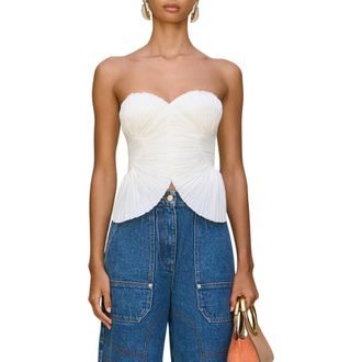 Cult Gaia Jace Pleated Strapless Top in Off White at Nordstrom, Size Medium