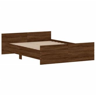 vidaXL Estructura De Cama Con Cabecero Piecero Roble Marr&oacute;n 135x190cm Vidaxl