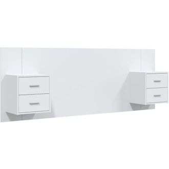vidaXL Cabecero De Cama Con Mesitas Madera Contrachapada Blanco Vidaxl