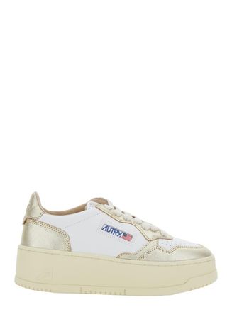 Autry White Low Top Sneakers With Oversized Platform In Leather Woman